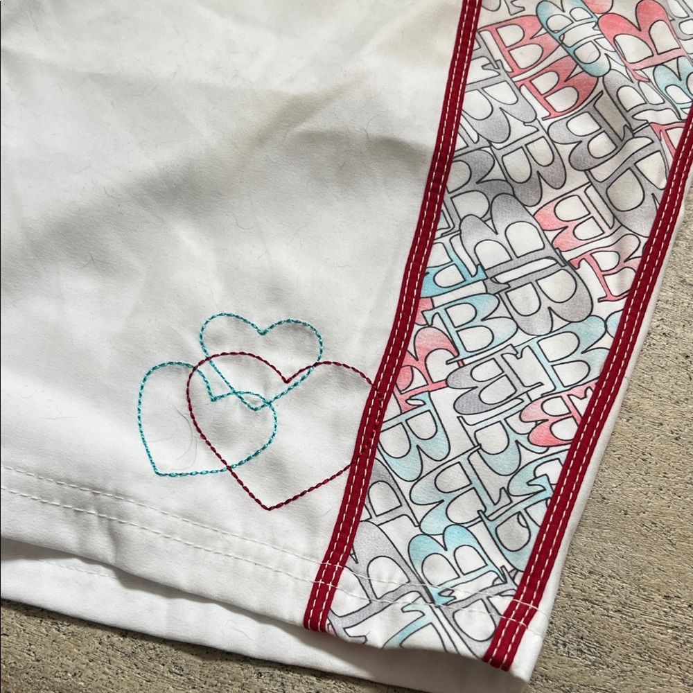 Billabong White and Red Swim Shorts with Heart Detail